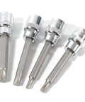 Hefty Clutch Head Bit Socket Set Designed For Crusty Old Chevy And Gm Rides Tough Steel Socket Wrenches For Figure 8 Screws Must Have Mechanic Gear Pack Of 4, showing four steel sockets for Figure 8 screws.
