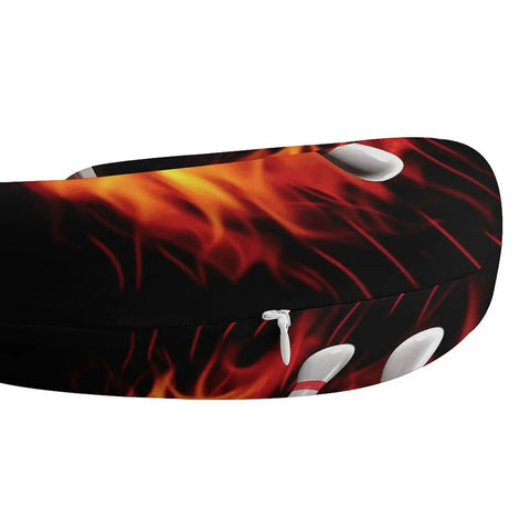 U Shaped Travel Pillow For Neck And Head Support Super Cozy Napping Cushion with flame design and zipper