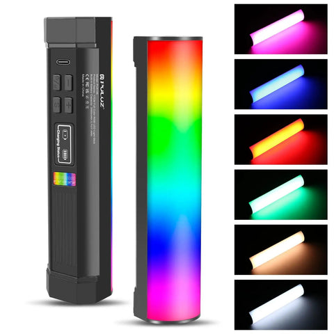 360 Degree Magnetic Handheld Light Wand With 2000mAh Battery, 2500-9000K Dimmable RGB Tube Light For Camera, Studio, TikTok And YouTube Vlogs, 17cm Length, 6W, 75 LEDs, High CRI showing multiple color modes.