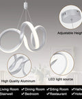 Dimmable Modern LED Chandelier For Kitchen Island Round Pendant Light Flush Mount Irregular Ring Fixture for living room