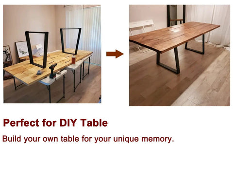 DIY table with Beefed Up Heavy Duty Trapezoid Metal Table Legs 28 Inch Set Of 2 Black With 1000lb Load Capacity