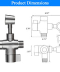 All Metal 3 Way Shower Arm Diverter Valve Built To Last Solid Brass Shower Splitter product dimensions in brushed nickel