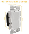 Rock Solid 0-10V LED Dimmer Switch For Single Pole Or Three Way Wiring with dimensions for wall installation.