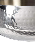 Close-up of Heavy Duty Double Wall Insulated Stainless Steel Serving Bowl With Hella Sharp Hammered Finish. 11.5 inch large capacity.