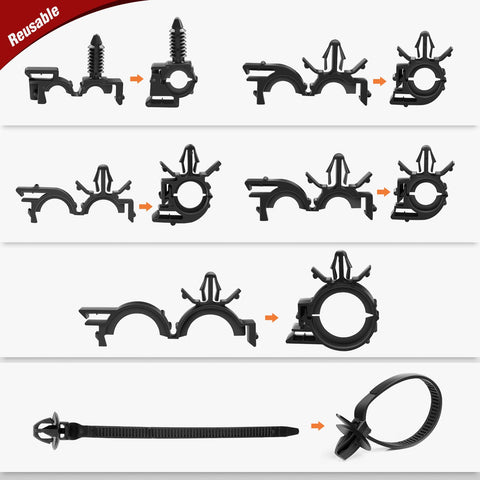 60 Piece Automotive Wire Loom Routing Clip Kit With Universal Wiring Harness Clips In 6 Sizes, nylon, reusable example