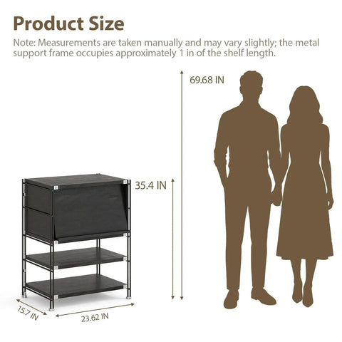 Rock Solid 3 Tier Wooden And Metal Bookcase With Flip Up Doors And Heavy Duty Industrial Storage Rack Standing Shelf Unit In Black Badass Build Organization Piece For Chill Living Room Or Home Office Space
