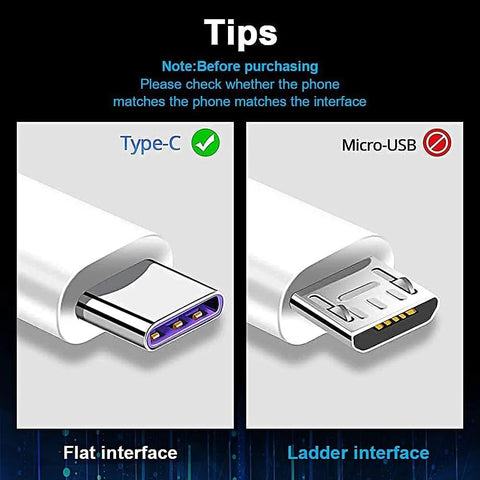 CarPlay USB charging cable connectors: Type-C flat interface on the left, Micro-USB ladder interface on the right