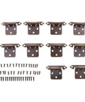 5 Pack Soft Close Inset Hinges For Cabinets And Cupboards, Satin Nickel Finish, includes screws, displayed on a white background