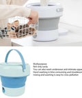 Foldable Mini Washing Machine 4.8 Liter Portable Compact Laundry Soaker for quick rinse of socks and underwear in a blue design.