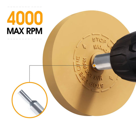 Close-up of Decal Eraser Wheel Adhesive Remover For Pinstripes, Vinyl Tapes And Stickers, Rubber Wheel For Drill