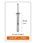 Front view of Quarter Inch By Two Inch Hammer Drive Nail In Anchors 30 Pack For Cement Walls Concrete Brick Block Zinc Plated