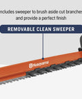 Hedge Master 320iHD60 Cordless Hedge Trimmer Kit with 24 inch blade showing removable clean sweeper feature