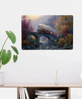Dope Vintage Steam Locomotive Crossing Stone Arch Bridge Metal Tin Plaque Sign For Living Room Study Or Studio Wall Decor 8 By 12 Inch