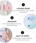 Three Pack Kid Safe Safety Cabinet Locks With Non Marking Adhesive And 90 Degree Curved Bear Shape Cartoon Locks