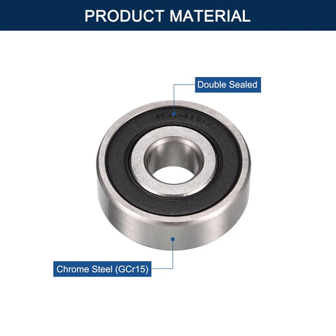 Front view of HiPicco 1614-2RS deep groove ball bearing, chrome steel, double sealed, ID 3/8 in, OD 1-1/8 in