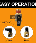 Brass Mini Ball Valve Drain Valve For Air Compressor With Knurled Wing Style Screw One Quarter Inch NPT Male To Female illustrating operation