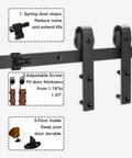 Heavy Duty Double Sliding Barn Door Hardware Kit In Black Carbon Steel For Smooth Quiet Operation Monorail System Easy To Install