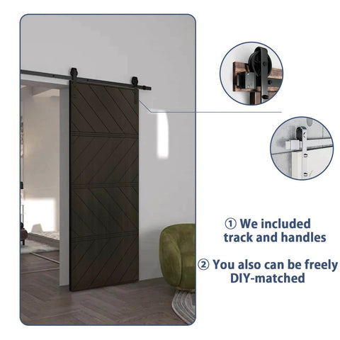 Sliding Barn Door 36 By 84 Inches With Pre Drilled Slab, Hardware Kit And Handle, MDF And PVC Surface, Waterproof Coating, No Painting Needed, Ready To Assemble, Black installed in living space