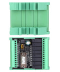 Heavy Duty Programmable Logic Controller Module, Straight Shooter FX2N Industrial Automation Gear, top view of green enclosure and circuit board.