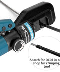 Close-up of hydraulic crimping tool with cable, Black T316 Stainless Steel Left And Right Hand Swage Lag Screws for Wood Posts