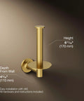 Vertical Wall Mounted Euro Toilet Paper Holder, Solid Brass Build, No-Fuss, Corrosion-Resistant Finish, Easy Quick-Change Roll.