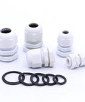 30pc Nylon Waterproof Cable Gland Kit With Adjustable Fit For PG7 PG9 PG11 PG13.5 PG16, Beefy Gray Seals For Outdoor And Industrial Use