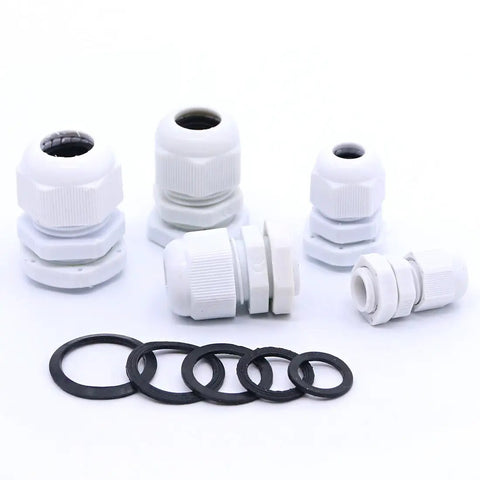 30pc Nylon Waterproof Cable Gland Kit With Adjustable Fit For PG7 PG9 PG11 PG13.5 PG16, Beefy Gray Seals For Outdoor And Industrial Use
