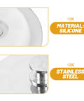 Close-up of Bathtub Drain Plug Silicone and Stainless Steel for 42-44mm Holes, showcasing silicone top and stainless steel detail.