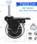 Three Inch Caster Wheels Set Of Four Heavy Duty Casters With Two Brakes And Two Swivel Casters No Noise Rubber Wheels diagram