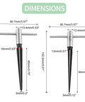 Dimensions of Pro Grade T Handle Tapered Reamer Set for Bridge Pin and End Pin Holes, 1 Eighth to 1 Half Inch and 3 Sixteenth to 5 Eighth Inch