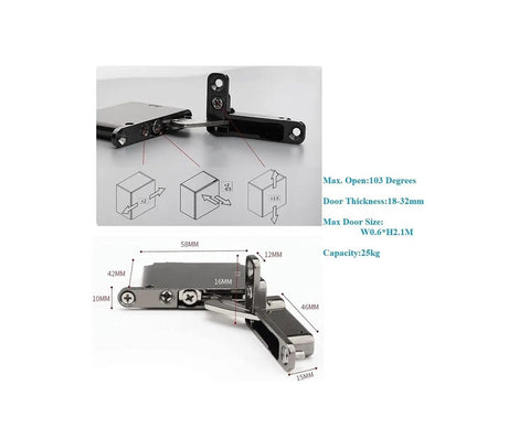 Concealed Top And Bottom Pivot Knife Hinge With Soft Close For Wood And Aluminum Glass Doors Zinc Alloy Build 40mm Barrel