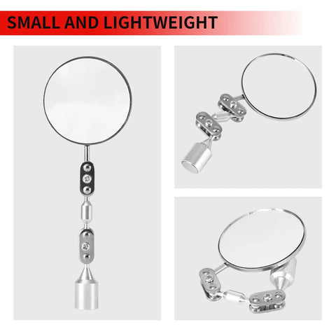 Inspection Mirror With Magnetic Base For Welding Or Automotive Repairs, 2.16 Inch Mirror, Ball Joint Angle shown at different angles
