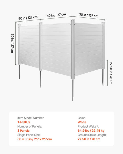 Outdoor Privacy Screen Three Panel Fence Kit For AC Units And Pool Equipment 50 Inch By 50 Inch Panels With Ground Stakes