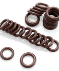 24 Pack FKM Fuel Line O Ring Kit For Quick Connect Fittings 5/16 Inch And 3/8 Inch, brown O-rings in piles and rows