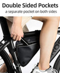 On Frame Bike Triangle Bag With Dual Sided Pockets 1.5L Capacity Easy Access Tool Phone And Key Storage For Rides Commutes And Everyday Adventures