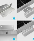 Heavy Duty Aluminum Solar Panel Z Brackets For Rv And Boat Roofs Offers quick installation features in a four-piece gray kit.