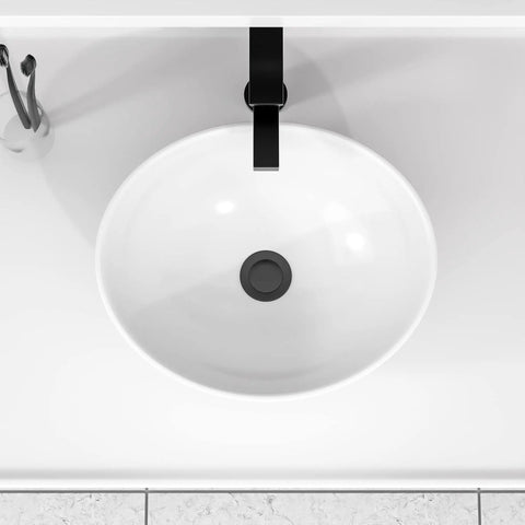 Top view of Oval Vessel Sink For Bathroom Above Counter White Ceramic Porcelain Vanity Lavatory Bowl 16 By 13 Inches Modern Design