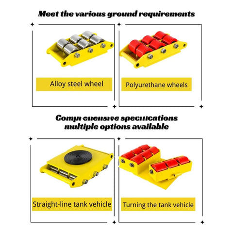 Heavy Duty Electric Load Moving Platform With Remote Control Equipment Transport Dolly Glides Like Butter Under Heavy Machinery Smooth Warehouse Cargo Rolling Adjustable Skates with alloy and polyurethane wheels.