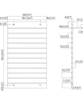 Technical diagram of 24 By 40 Inch Black Slatwall Panel for Retail and Garage Setup Ultra Flexible Store Display Wall for Tool Organization With Hooks Shelves Brackets and Literature Display Ready, showing dimensions and slots.