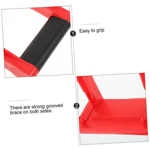 Heavy Duty Plasterboard Lifter With Non Slip Handles For Easy Drywall And Plywood Panel Handling Plus Ergonomic Design To Save Your Back From Labor close-up of rubber grip handle and grooved bracing