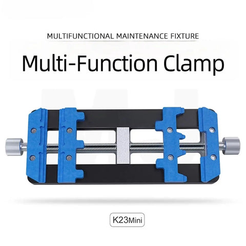 Pro Grade Circuit Board Repair Fixture Board Holder Clamp For Soldering And Tech Maintenance with blue V grooves and metal knobs