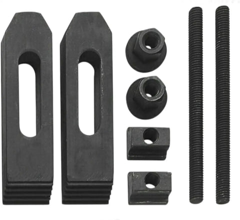 M6 Clamp Kit Set for 3 Inch and 4 Inch Rotary Tables, Rock Solid Workholding Clamps for Milling, Drilling and Engraving, Precision Metric T Slot Clamp Set, black steel parts