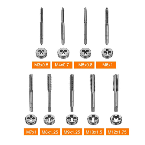 Image of Metric Tap And Die Set M3 To M12 With Taps Dies Wrench And Storage Case For Quick Rethreading And Thread Repair Carbon Steel Tool Kit