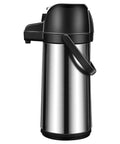 Party-Ready Hot Beverage Dispenser With Pump, 1.9L Insulated Stainless Steel Carafe, Double-Walled, 360 Degree Swivel Base