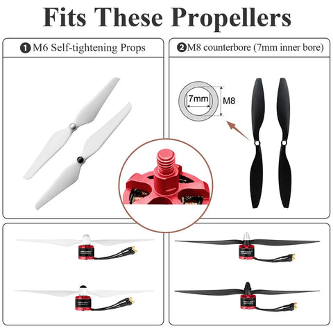 Beefy Brushless 2212 920KV RC Motor For Planes And Quadcopters 2 4S 52g with compatible M6 and M8 self-tightening props