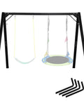 8Ft Heavy Duty Swing Stand With Extra Large Frame For Outdoor Hammocks, metal structure with swings, shown with ground stakes