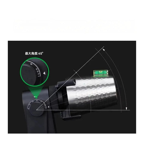 Laser Edition Rotary Shaft Adapter For Bambu Lab H2D H2C H2S 3D Printers showing 45-degree angle setting and level tool.