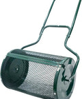 24 Inch Compost Spreader For Garden And Lawn, Push Or Tow Behind Roller Spreader For Fertilizer Peat Moss And Compost, Durable Rust Resistant Powder Coated Finish, Diamond Shaped Slits For Even Coverage, Easy Assembly With 11 Inch Filling Door