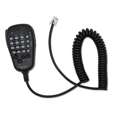 Rugged Handheld Microphone Speaker MH-48A6J With PTT Button coiled cord front view