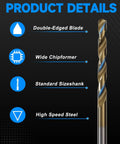 Solid Heavy Duty HSS Micro Drill Bit Set With Titanium Coating For Precision Machining On Metal Wood And Plastic Features Split Point Design To Stop Walking And Ensure Smooth Professional Grade Holes Every Single Time, HSS drill bit close-up